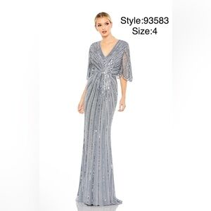 Neck cape sleeve column gown